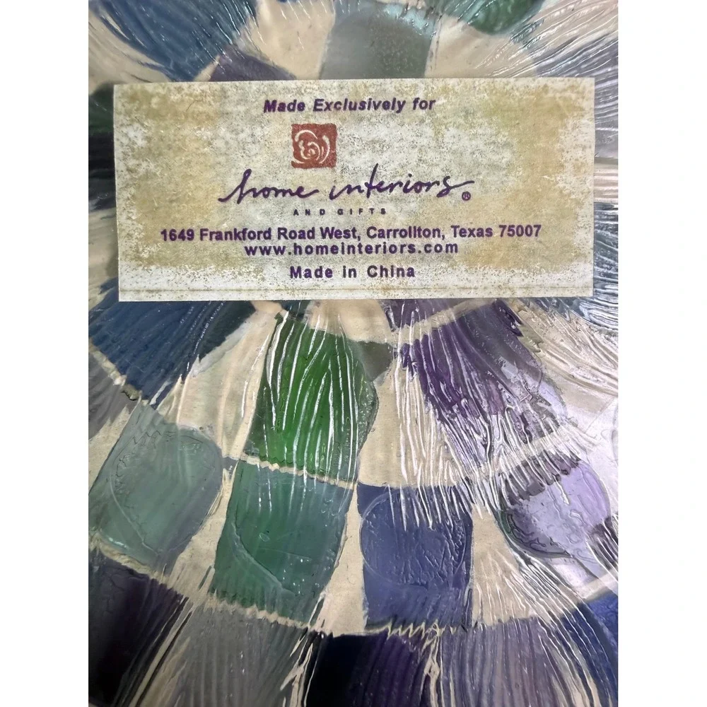 Home Interiors & Gifts Mosaic Glass Decorative Plate Purple Green Blue 12.5in - Picture 5 of 5